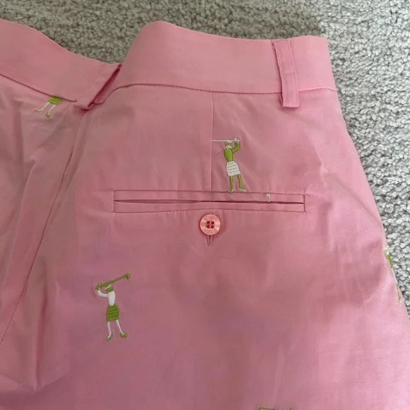 Lilly Pulitzer vintage Pink Women's golf Shorts with Embroidered gold design - Picture 5 of 6